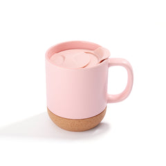 13oz Sublimation Coffee Mug with Detachable Cork Base-Matte Pink