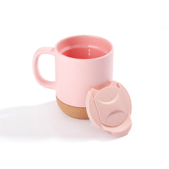 13oz Sublimation Coffee Mug with Detachable Cork Base-Matte Pink