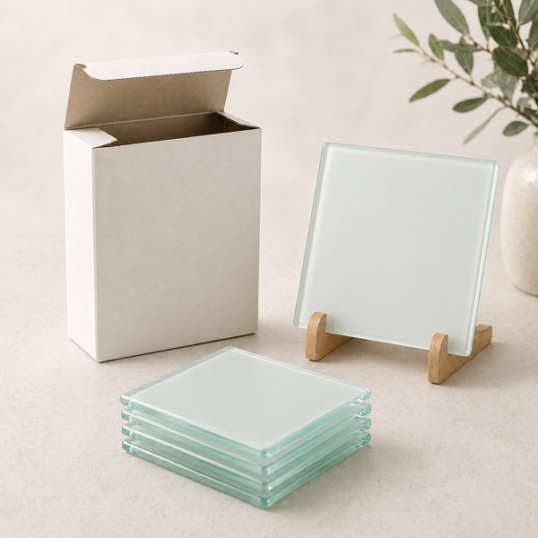 Square Glass Coaster - Plain finish 4 PCS