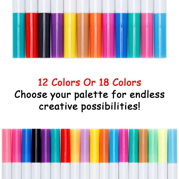 Sublimation Marker Pens - 18 Colours - Tip Size - 2mm shown in a vibrant color range for creative arts and crafts projects.