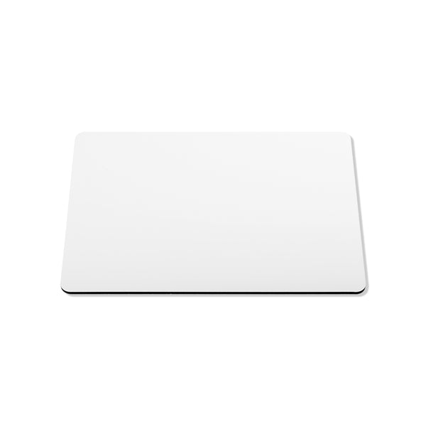 Blank rectangular sublimation mat with rounded corners, ideal for custom laser engraving