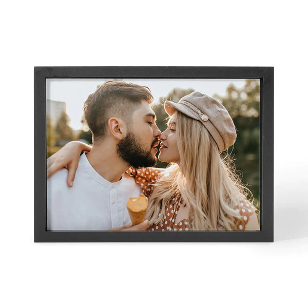 Photo block frame Black - 7.6 x 5.7 x 1.6 displaying a romantic couple photo, ideal for modern home decor and personalized sublimation gifts.