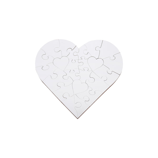 Blank MDF heart-shaped jigsaw puzzle, ideal for sublimation and laser engraving projects