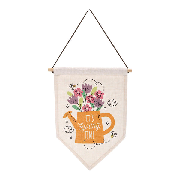 Sublimation blank wall banner with spring flowers design, ideal for laser engraving projects