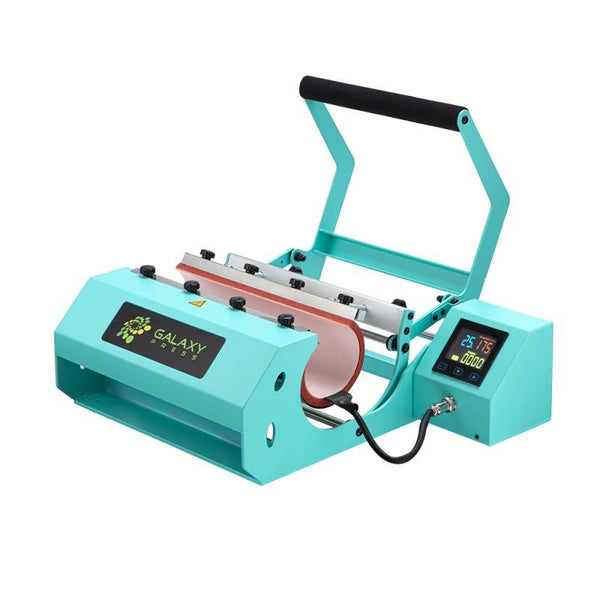 Dino Sublimation Mug & water bottle press GS-205B V3 in blue with digital control panel, ideal for heat pressing mugs and tumblers in industrial use.