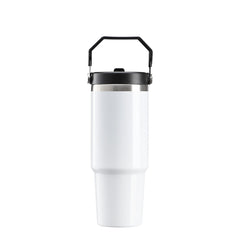 30OZ Stainless Steel Tumbler with Handle White Glossy