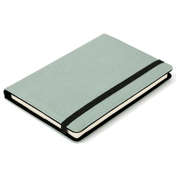 Poly PU Notebook A5 - Green with elastic band, ideal sublimation blank notepad for custom printing and office use.