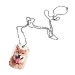 Sublimation blank dog tag necklace with custom dog photo, ideal for laser engraving