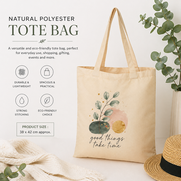 Natural Polyester Tote Bag - 38cm x 42cm