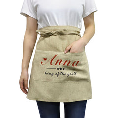 Burlap Adult Waist Apron With Pocket