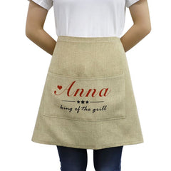 Burlap Adult Waist Apron With Pocket