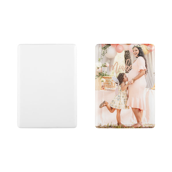 Rectangular ceramic fridge magnet blank and personalized magnet for sublimation or laser engraving