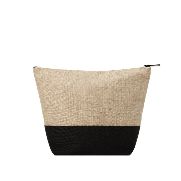 Dark Linen Cosmetic Bag With Black Base 18.5 x 24
