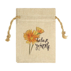 Faux Burlap Drawstring Bag - 12 x 17 cm