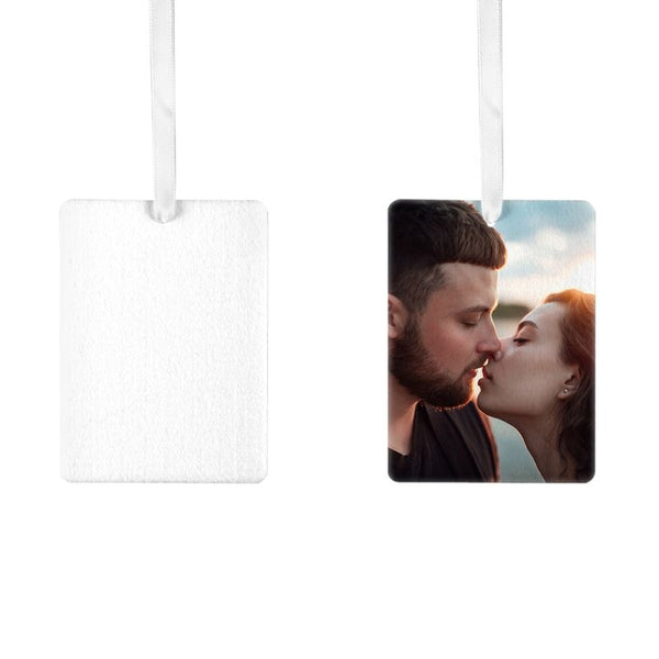 Blank rectangular felt air freshener for sublimation or laser engraving, with hanging ribbon