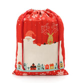 Large Red Linen Christmas Gift Sack with Drawstring – 50 x 66 cm