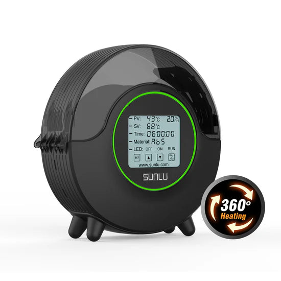 SUNLU Filament Dryer S2 with digital display and 360° heating, ideal for drying PLA, PETG, and resin 3D printing filaments efficiently.