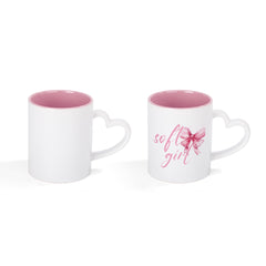 Single 11oz Love Heart Handled mug Pink Inner
