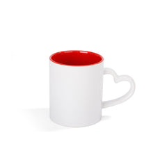 11oz Love Heart Handled mug Red Inner