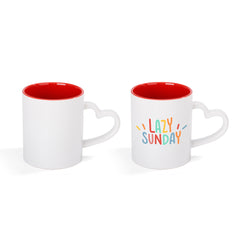Single 11oz Love Heart Handled mug Red Inner