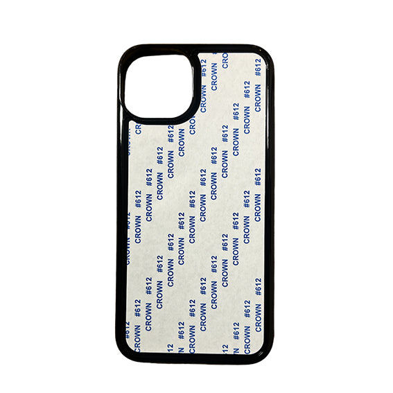 Sublimation blank iPhone 14 Plus phone case with black border for custom printing or laser engraving