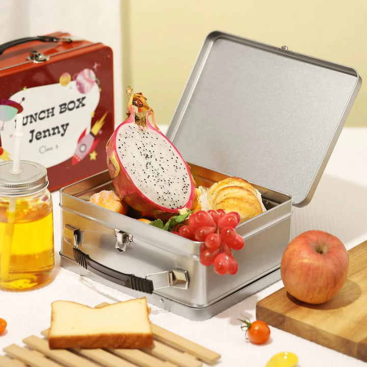 silver personalised sublimation lunch box