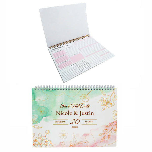 Sublimation Weekly Planner - Pink with spiral binding, featuring undated pastel pages for organizing tasks, goals, and appointments.