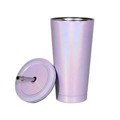 450ml Stainless Steel Rainbow Straw Cup - Sparkle Purple