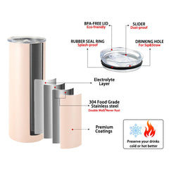 20OZ Skinny Tumbler sublimation blank flask