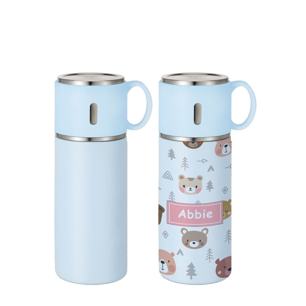 350ml Stainless Steel Bottle with Cup Lid - blue