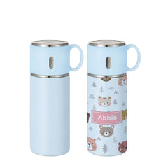 350ml Stainless Steel Bottle with Cup Lid - blue