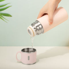 350ml Stainless Steel Bottle with Cup Lid - pink