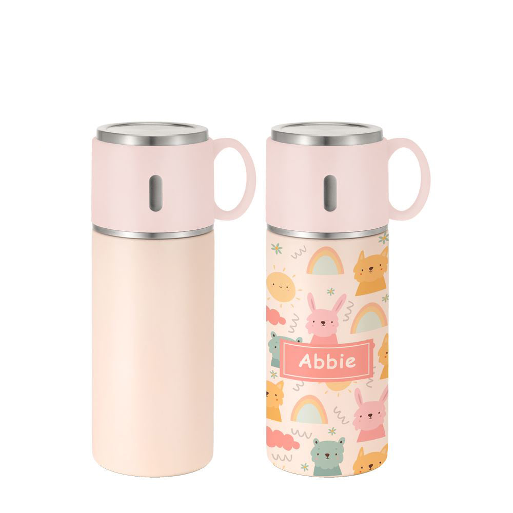 350ml Stainless Steel Bottle with Cup Lid - pink