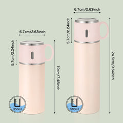 500ml Stainless Steel Bottle with Cup Lid - Pink