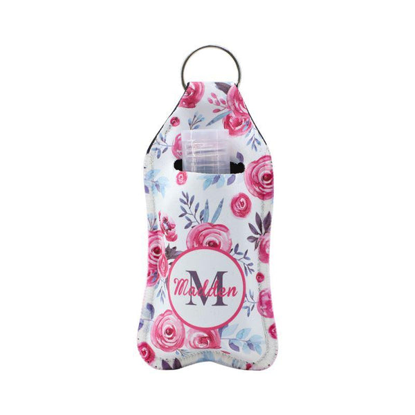 Floral sublimation keychain holder for lip balm, ideal for laser engraving and personalization