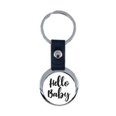 Round Metal Keyring with Leather chain