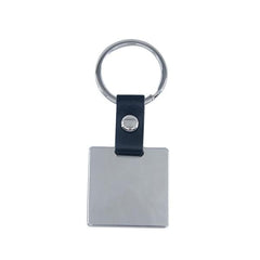 Square Metal Keyring with Leather chain