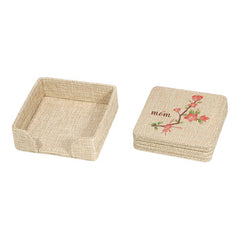 Burlap Square Coaster set and Holder - 6 pcs