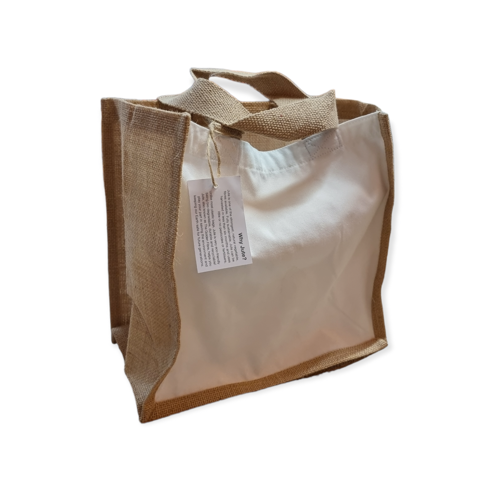 sublimation blank Jute & Polyester Tote Bag - 30 x 30 x 19 cm