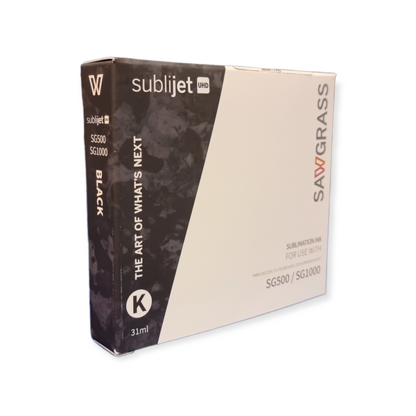 Black sublimation ink box for SG500 SG1000 printers, used in sublimation and laser engraving.