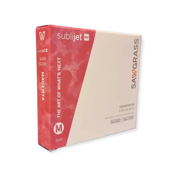 Sawgrass magenta sublimation ink box for SG500 SG1000 printers, used in sublimation printing