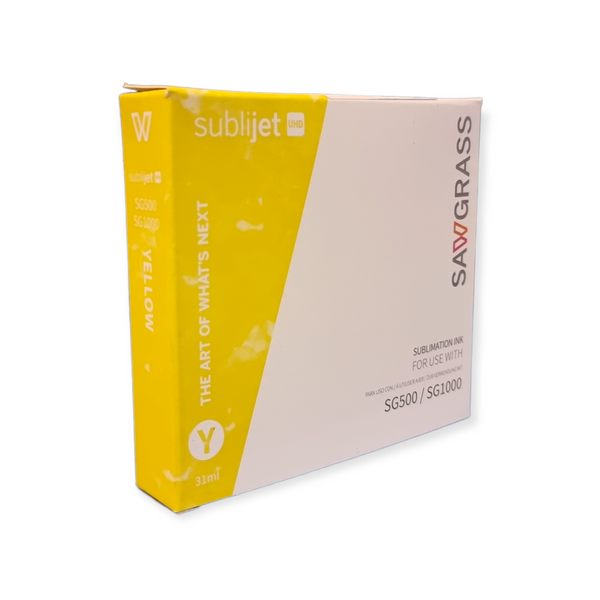 Yellow Sawgrass sublimation ink cartridge box for SG500 SG1000 printers, 31ml
