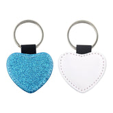 Sublimation Blanks blue glitter heart leather keyring