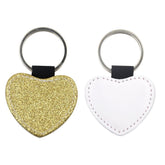Sublimation Blanks gold glitter heart leather keyring