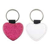 Sublimation Blanks pink glitter heart leather keyring