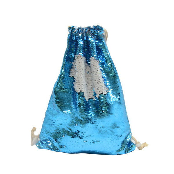 sublimation blank blue sequin drawstring bag