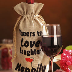 sublimation blank Faux Burlap Drawstring Bottle Bag subliblanks