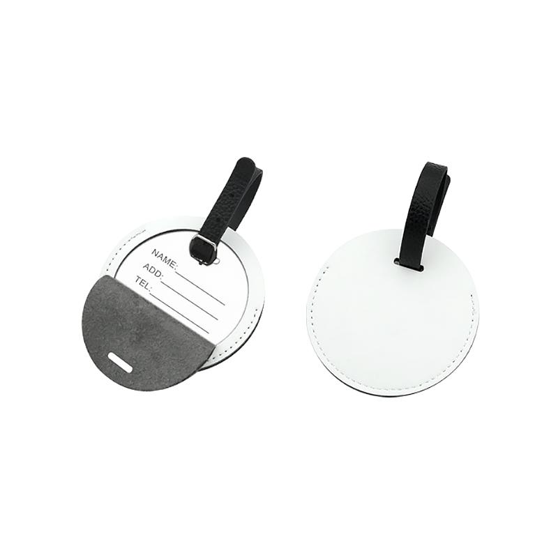 sublimation blank pu leather Round luggage tag