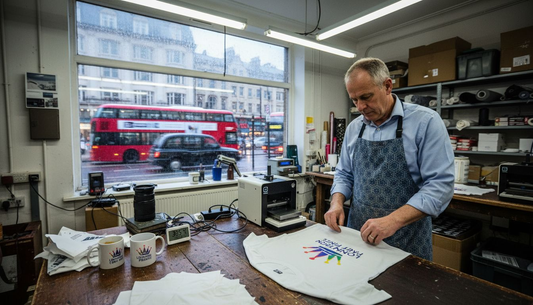 Sublimation print setup in busy UK workspace
