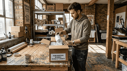 Designer unpacking custom blanks in studio